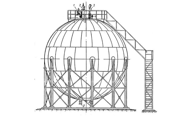 Резервуар шаровый чертеж